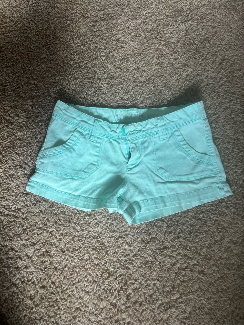 Wallflower Mint Green High-Rise Cotton Shorts